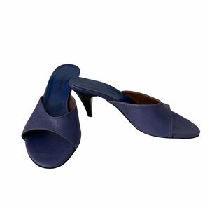Blue Slip On Italian Leather Heels Shoes Size 5.5 Brand New